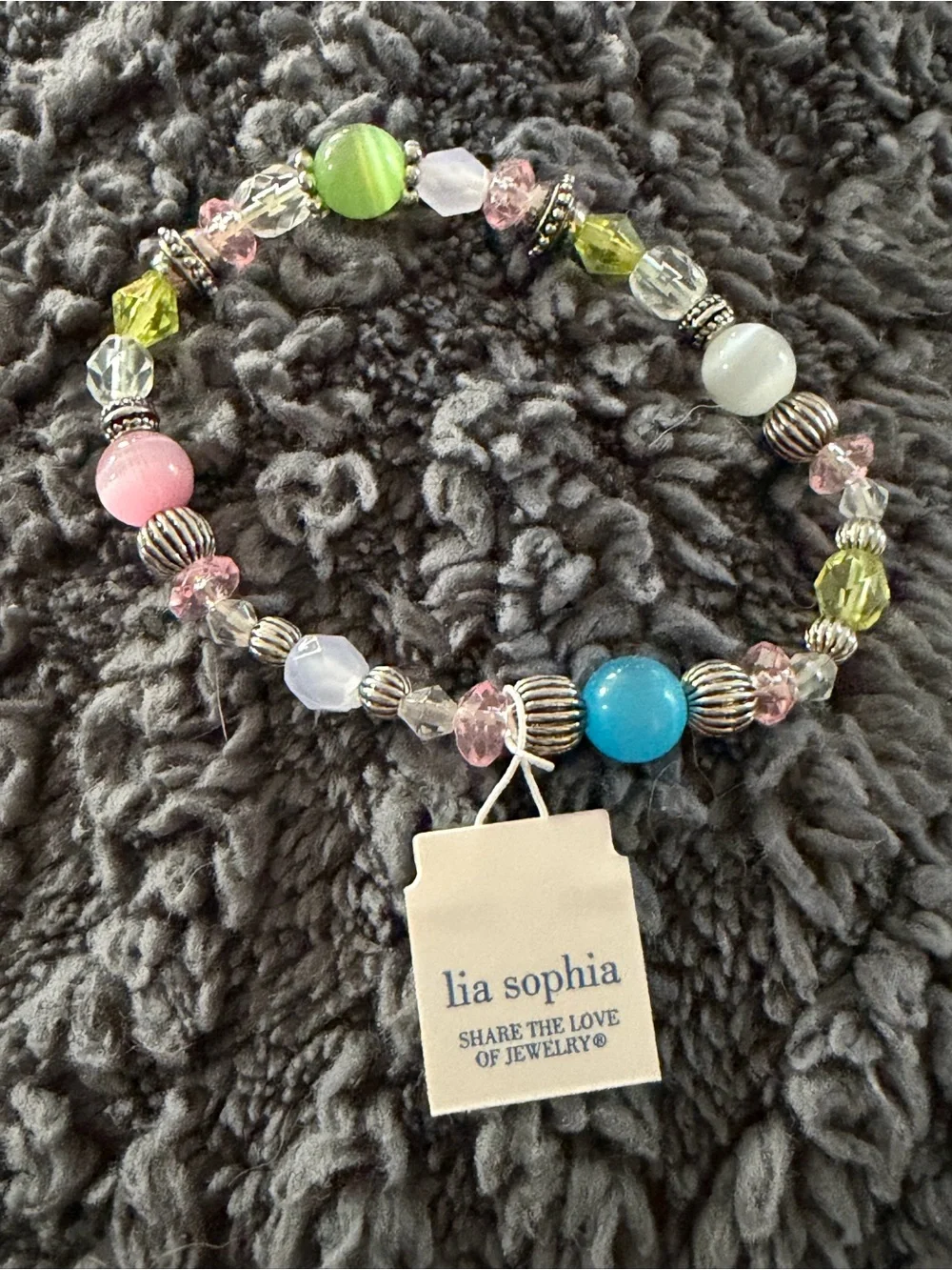 Lia Sophia Pastel Multicolor Beaded Stretch Bracelet
